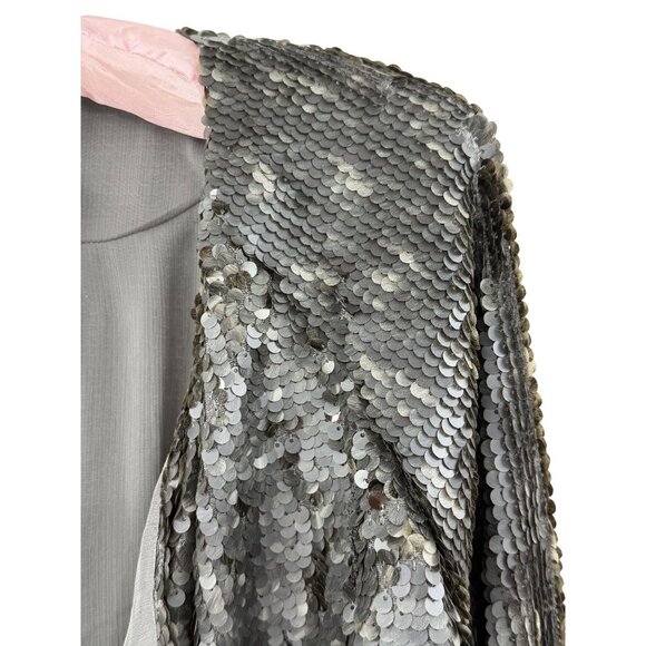 NWT Free People Draped Silver Gray Sequin Jacket | Mob Wife Glam Boho Streetwear - Picture 4 of 16
